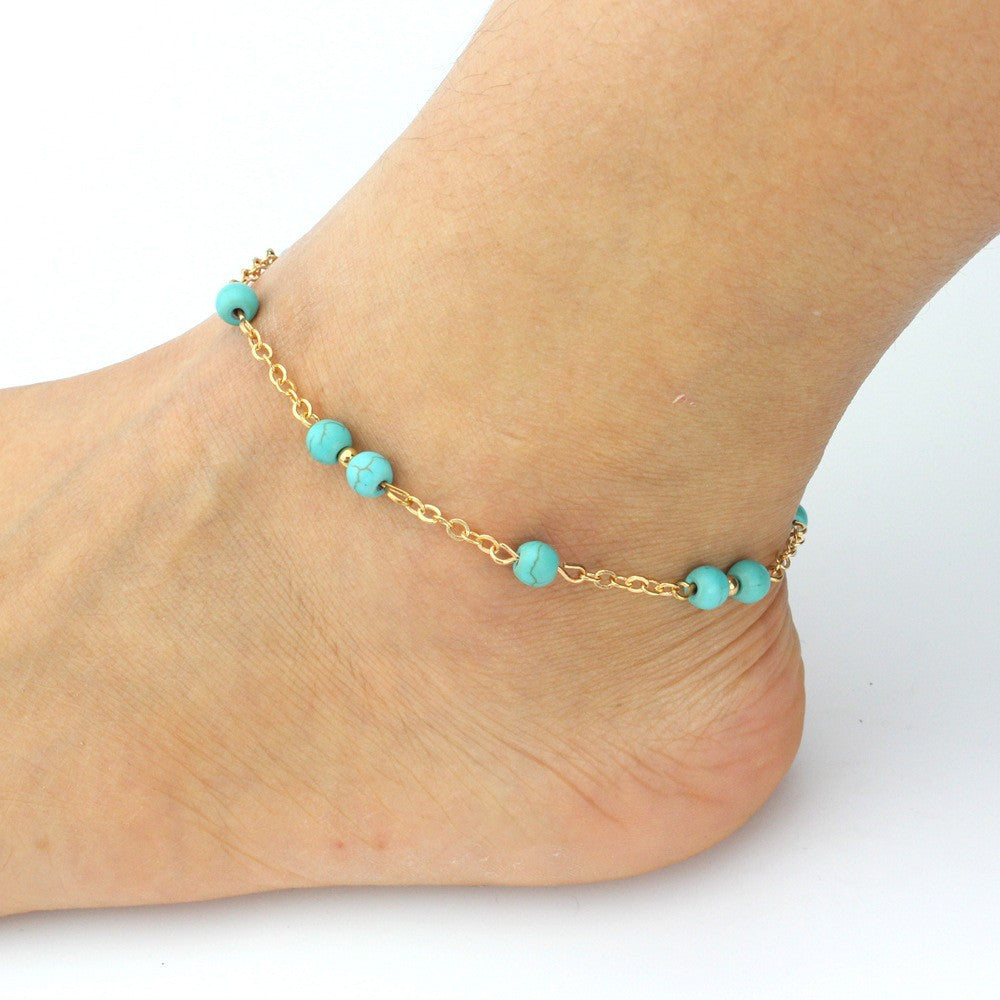 Beaded Turquoise Anklet