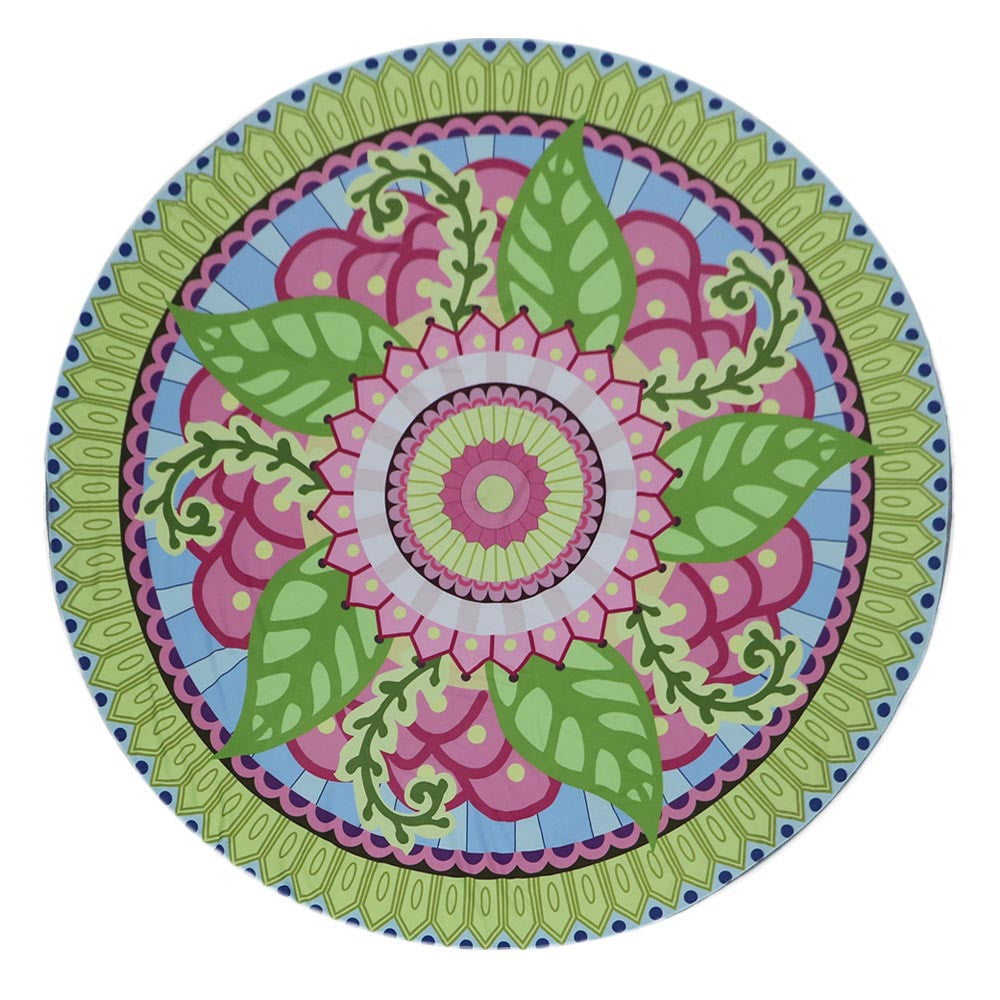 Round Summer Bloom Beach Towel