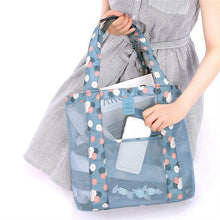 Load image into Gallery viewer, Aqua Mini Flower Design Mesh Tote Beach Bag