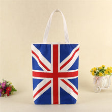 Load image into Gallery viewer, UK Flag Canvas Tote Beach Bag with Zipper Enclosure