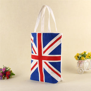 UK Flag Canvas Tote Beach Bag with Zipper Enclosure