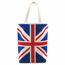 Load image into Gallery viewer, UK Flag Canvas Tote Beach Bag with Zipper Enclosure