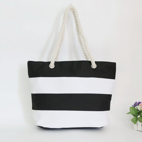 Classic Striped Canvas Beach Bag