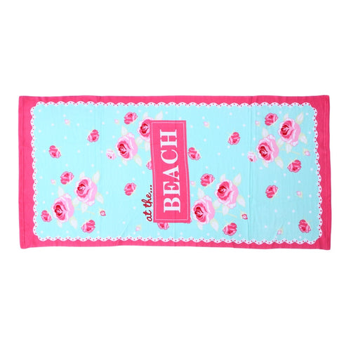 At The Beach Rose Print Shawl Towel