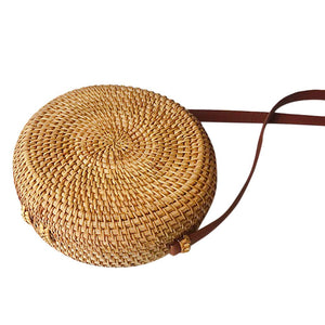 Handwoven Straw Circle Crossbody Bag