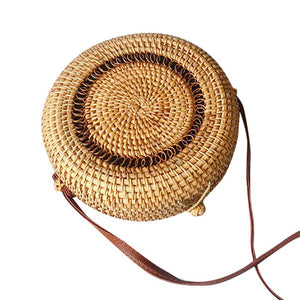 Handwoven Straw Circle Crossbody Bag