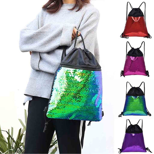 Sequin Drawstring Beach Bag