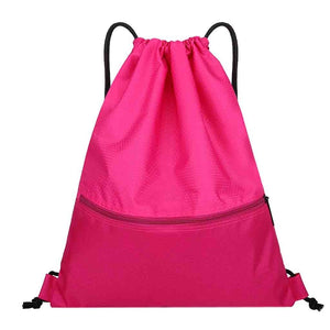 Solid Zip Drawstring Beach Bag