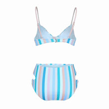 Load image into Gallery viewer, Pink and Blue High-Waisted Two-Piece Bathing Suit