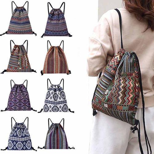 Patterned Drawstring Beach Bag